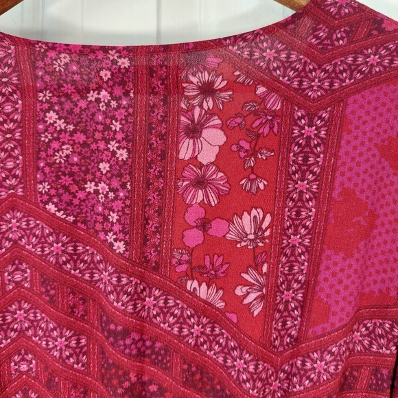 Kendall & Kylie Red Paisley Long Sleeve V-Neck Romper Sz M - Picture 8 of 16